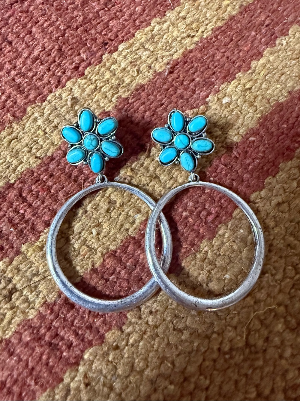 Faux Turquoise Hoop Earrings